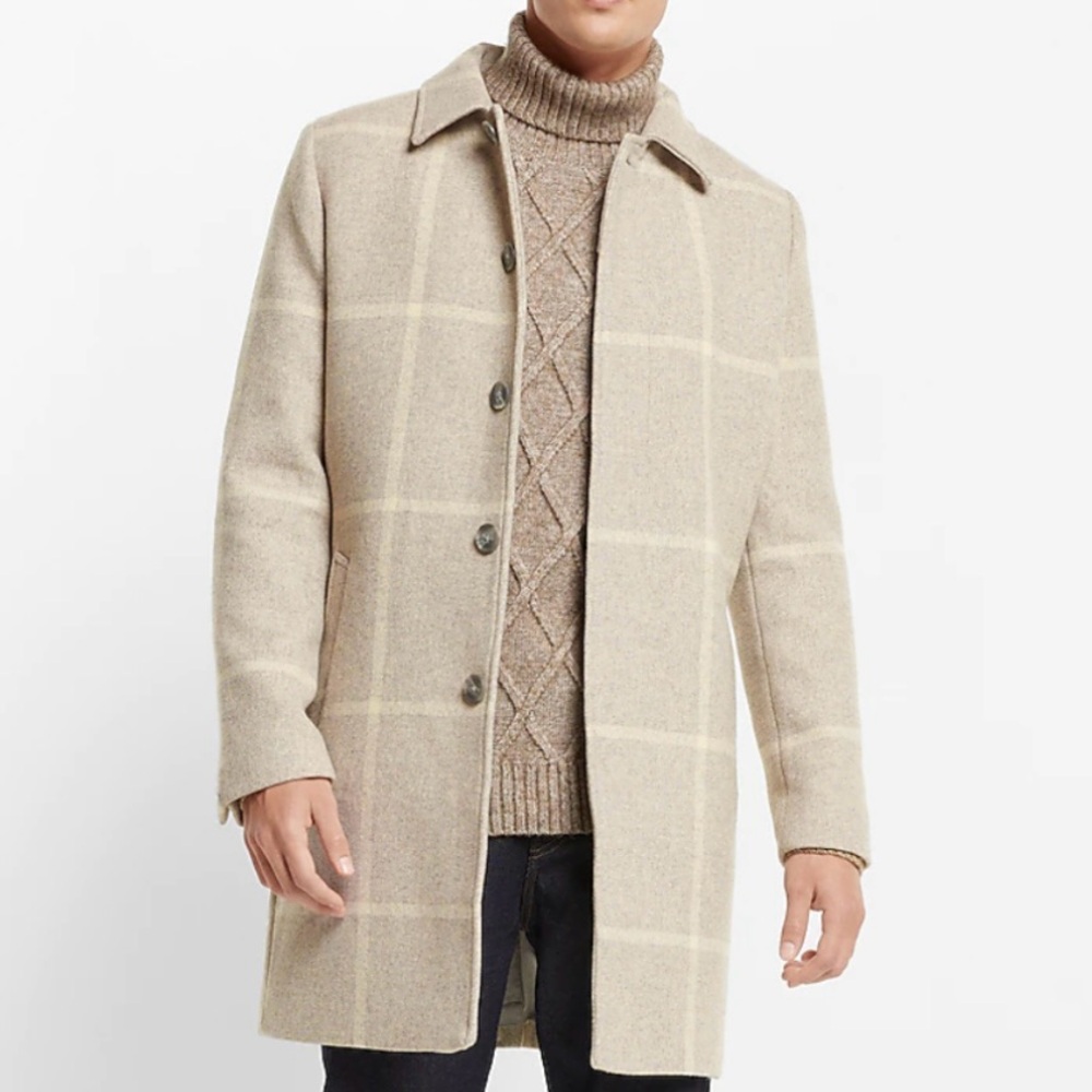 Express William Windowpane Car Coat in a printed wool blend